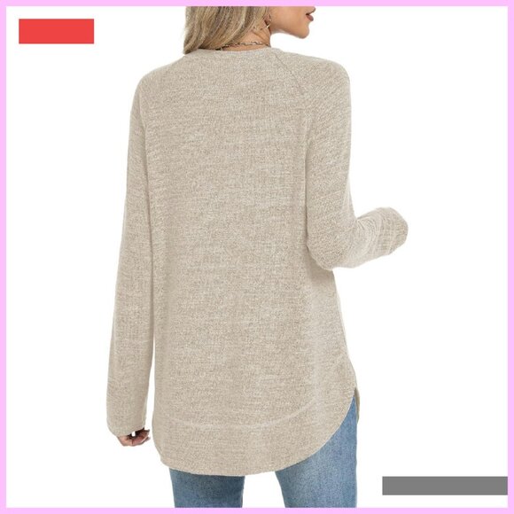Long Sleeve Tunic Top Loose Fit Crew Neck Pullover Sweater Women's Size - Picture 4 of 4